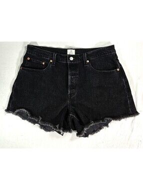 Levi's 501 Curve Women's Size 33 Black Denim Cutoff Shorts High Rise Raw Hem